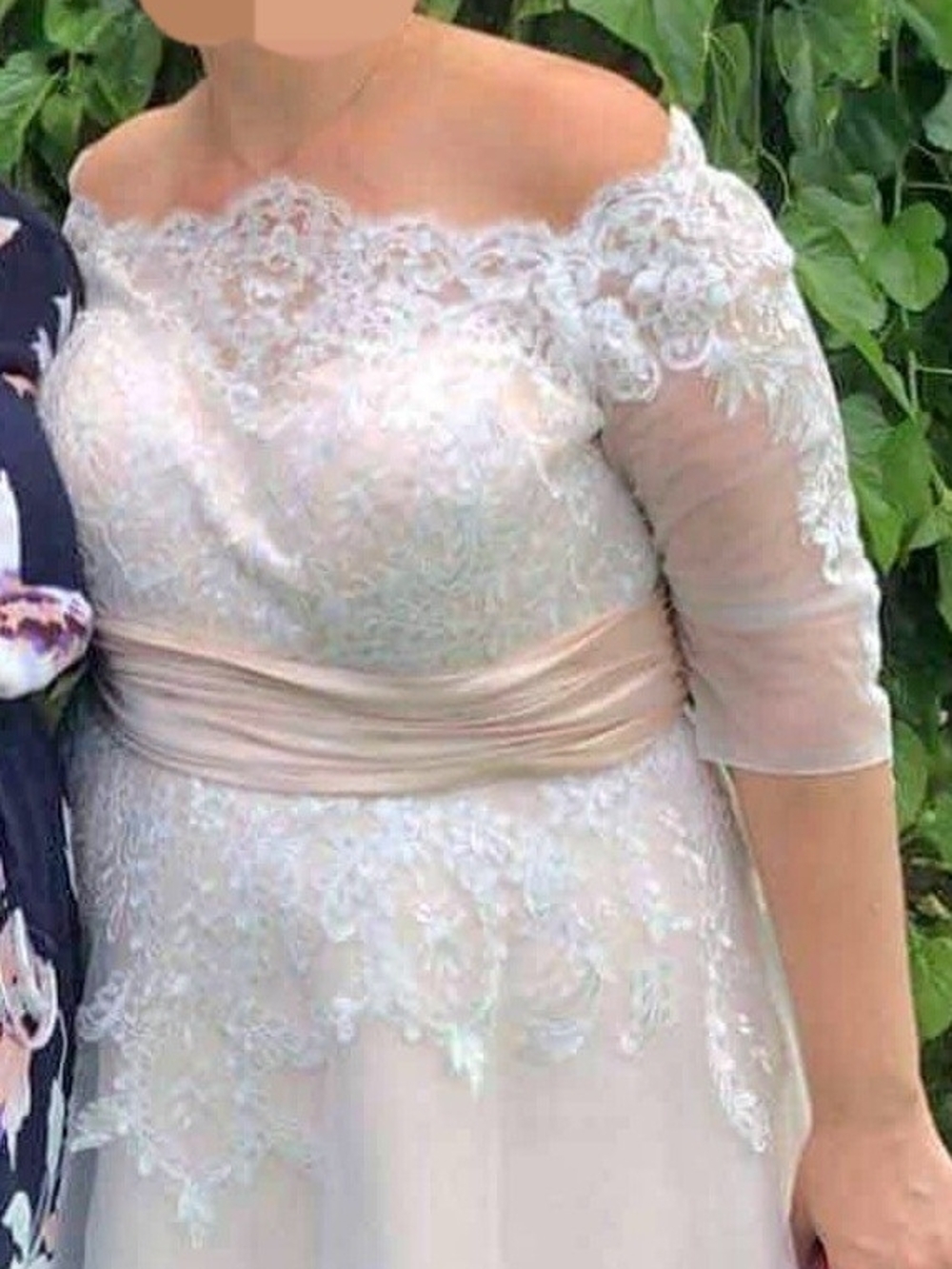 JJs House Blush Off-Shoulder Lace High-Low Gown - Picture 11 of 13